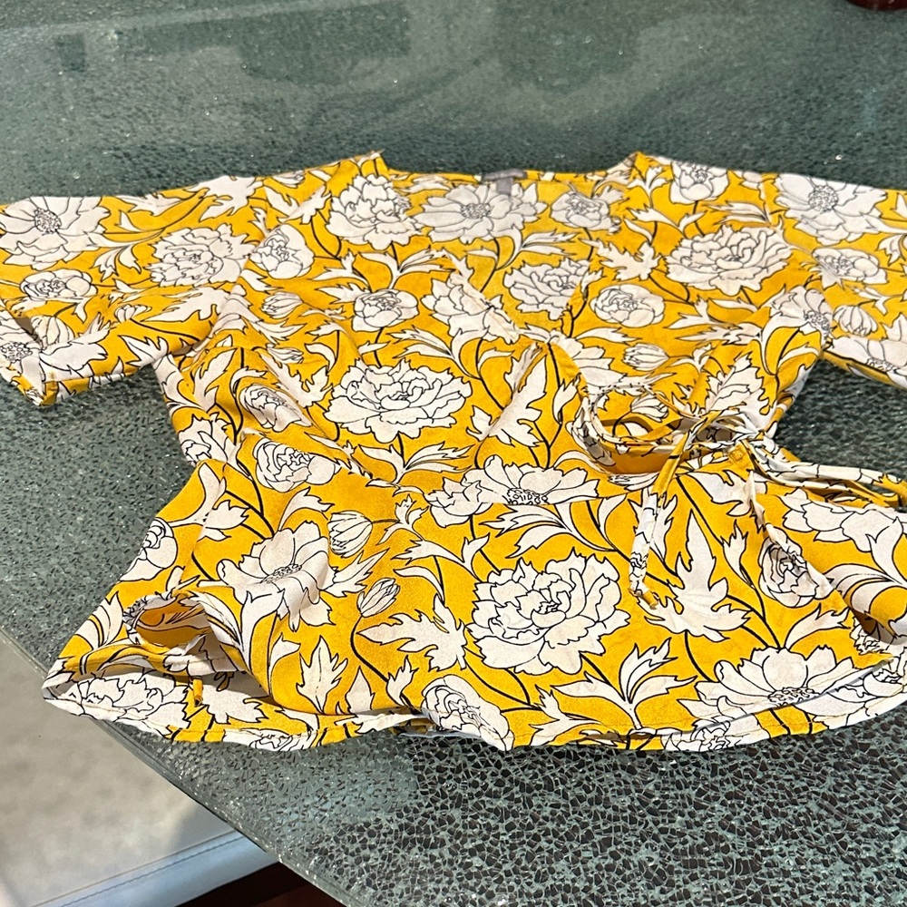 Charlotte Russe Mustard and White Floral Top